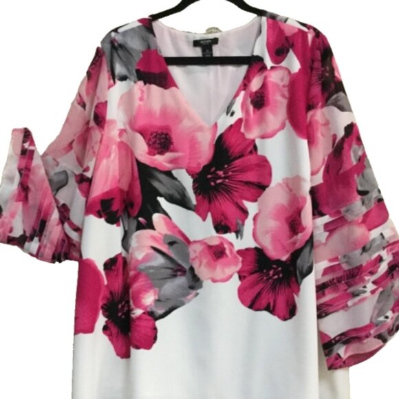 Alfani Woman Size 3X Pull-on Top Blouse Tunic Lined bodice White Pink Gray Black - Picture 6 of 7